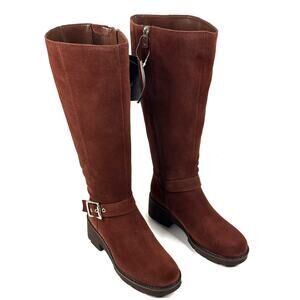 Naturalizer Darry Tall Boot Cappuccino Brown Suede Womens 7M Wide Calf New $250